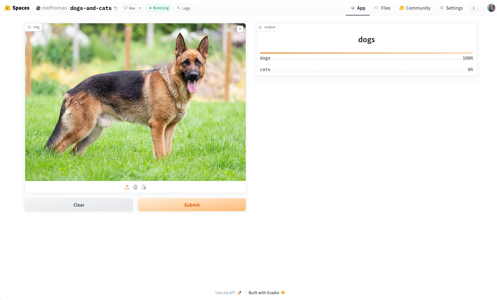 First Hugging Face prediction